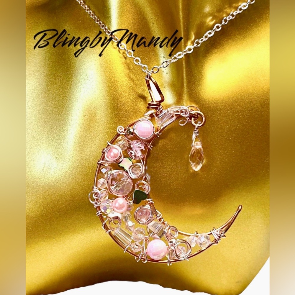 Elegant Gold and Pink Wire Wrapped Jewelry
